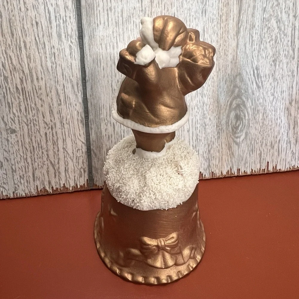 Vintage World Bazaars Inc. Holiday Collection Gold Suited Porcelain Santa‎ Bell